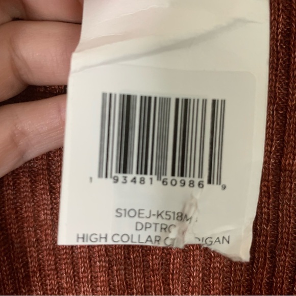 Eileen fisher Womens orange terracotta linen knit high neck cardigan S NEW - Picture 6 of 8